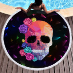 Scary Skull Round Beach Towel Fiber Picnic Mat