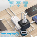 Universal Travel Adapter Worldwide Multi Plug UK EU AU US USB TypeC Fast Charger