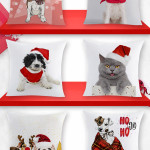 Pet Printing Christmas Peach Skin Fabric Pillow Cover