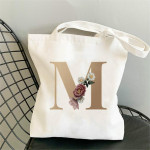 Monogram Flower Print Single Shoulder Canvas Bag