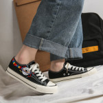 New Embroidery Rainbow Thin Style Breathable Trendy Canvas Shoes