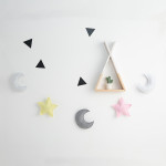 Star Moon Hanging Ornament Children's Room Crib 5 Star Decorations