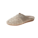 Linen Heelless One-foot Hollow Sandals