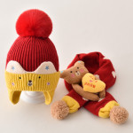 Children's Hat Baby Wool Earmuffs Hat Scarf Suit