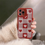 Checkerboard Heart Embroidered Phone Case Protector