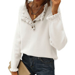 Women's Knitting New Casual Long-sleeved Ruffle Pullover Female