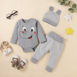 Cartoon Animal Elephant Print Long Sleeve And Trouser Set