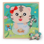 Wooden Children's Dowel Pin Hand Holding Puzzle Board Toys