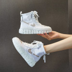 Double zipper high-top mesh breathable jelly shoes