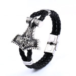 Men's Stainless Steel Leather Bracelet