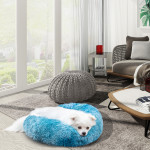 Fluffy Donut Dog Bed Warm Soft Long Plush Pet Cushion Dog House Cat Bed Washable Pet Sofa Mat Calming Samll Large Dog Beds