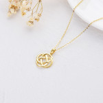 9K Yellow Gold Celtic Knot Pendant Necklace 16+1+1 inches