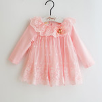 The children wear long sleeved dress baby princess skirt gauze Chun 1-3 years old female baby dress a generation