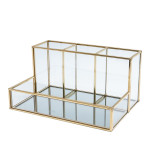 Glass Makeup Organizer Bathroom Cosmetic Organizer With Golden