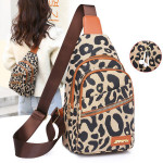 Leopard Print Sling Chest Bag With Headphone Jack Crossbody Backpack Shoulder Bag Women