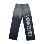 Washed Gradient Jeans Tide Brand Ins Retro Letters