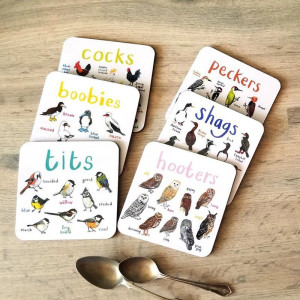 Bird Pun Coasters Fun Square Drink Coaster For Children Wooden And PVC Cup Mats Home Kitchen Decor