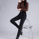 All-matching Straight Ankle-length Double Buckle Stretch Leggings