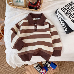 Children's Spring Clothes Striped Lapel Sweater