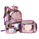 Sequin Backpack Three-piece Schoolbag Women's Backpack