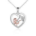 Girls and Horse Pendant Necklace Sterling Silver Gifts for Women Girls