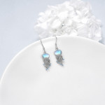 Sterling Silver Ocean Jellyfish Moonstone Dangle Earrings Jewelry Gifts for Women