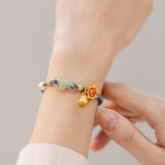 Female Minority Double Ring Safety Clasp Hand Knitting Bracelet