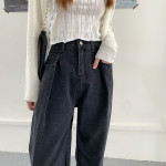 Women's Loose Retro High Waist Wide Leg Denim Mopping Pants