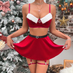 Christmas Velvet Red Dress-up Holiday Four-piece Set