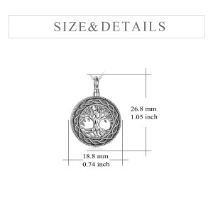 Tree of Life Urn Necklace Sterling Silver Circle Cremation Pendant Necklace Family