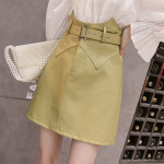 High Waist A-line Half-length Women's Western Style PU Small Leather Skirt