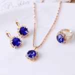 Europe and America fashion round crystal necklace earrings ring set hot jewelry jewelry wholesale jewelry wholesale