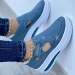 Women's Light Color Blocking Velcro Thick Bottom Breathable Large Casual Shoes