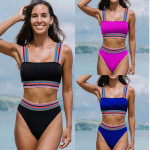 Split Solid Color Bikini Two-piece Set