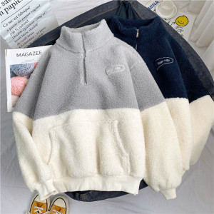 Semi High Collar Plush Warm Coat