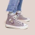 Korean Style Ins Cute Printed Canvas Shoes Women's High Top