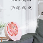 Cartoon Water Mist Fan Spray Mini Fan Spray Humidification Adjustable Angle USB Charging Desktop Fan