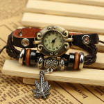 Factory Direct Genuine Leather Bracelet Watch Retro Leather Bracelet Watch Beaded Bracelet Yiwu Wholesale Jewelry