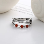 South Red Round Beads Rotatable Ring Double-layer Hollow