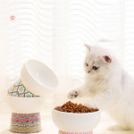 Cute Anti-Black Chin High Foot Neck Guard Cat Bowl Ceramic Drinking