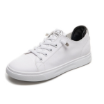 Layered Cowhide High-top White Shoes Women