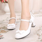 Bowknot single shoes with round head