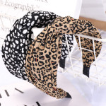 Leopard print black and white dot headband cross headband