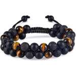 Natural Stone Tiger Eye Woven Double-layer Bracelet Adjustable