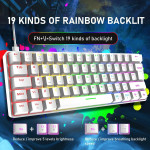 Wired British T60 Mechanical Keyboard White Blue Axis Color Light Set