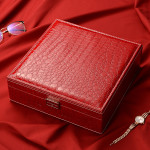 Fashion Leather Double Layer Jewelry Storage Box