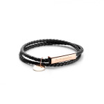 Stainless Steel Braided Leather Rope Couple Bracelet