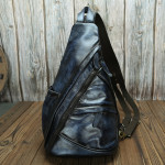 Vintage Do Old Head Layer Cowhide One Shoulder Diagonal Span Backpack