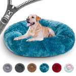 Fluffy Donut Dog Bed Warm Soft Long Plush Pet Cushion Dog House Cat Bed Washable Pet Sofa Mat Calming Samll Large Dog Beds