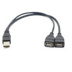 Mounted USB One Two Data Line Extension Cable Adapter Car